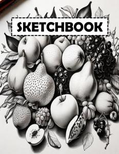 Sketchbook: Notebook for Drawing, Writing, Painting and Doodle, 120 Pages, 8.5 x 11 (Black and White Fruits Series Cover, Volume 1) (Spanish Edition) (Independently published)