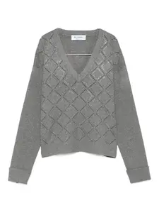 Свитер с высоким воротом и геометрическим узором Blugirl, нейтральный