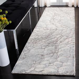 Ковер-дорожка SAFAVIEH, 69 x 244 см, Restoration Vintage Collection, Grey & Ivory, ручной работы, современный абстрактный из шерсти и вискозы, идеален для помещений с высокой проходимостью в гостиной, спальне (RVT112F)