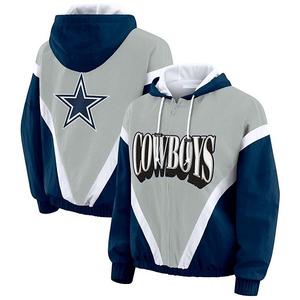 Женская ветровка-худи с молнией Dallas Cowboys в сине-серой расцветке, plus size Wear By Erin Andrews