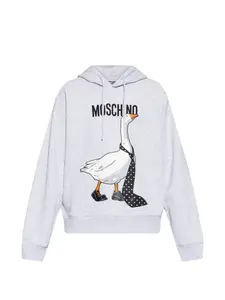 Худи с принтом гуся Moschino, серый