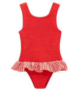 Купальник с рюшами Duo Denise в клетку Hunza G Kids, Red/Red Gingham