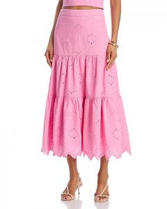 Вышитая кружевная миди-юбка - эксклюзив AQUA, розовый