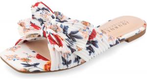 Женские сандалии Journee Serlina с плиссированной металлической бабочкой, низким блочным каблуком, открытым квадратным носком и мягкой стелькой Journee Collection, Dark Floral