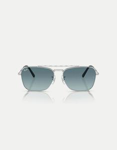 Солнцезащитные очки Ray-Ban New Caravan Square с синими линзами в серебристом цвете