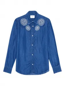 Джинсовая рубашка с вышивкой Nn07, синий