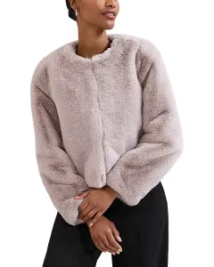 Пальто из искусственного меха с кристаллами Phase Eight, серый