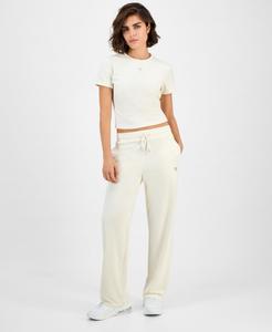 Женские велюровые брюки прямого кроя от кутюр GUESS, Vanilla Cream