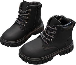 Ботинки для мальчиков и девочек, боевые ботинки, рабочие ботинки для детей, ботильоны с боковой молнией, шнуровка, осенне-зимние снежные ботинки, походные ботинки для улицы, для малышей/младших детей/старших детей Generic, B-Black