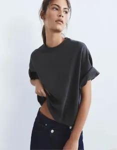 Серая футболка свободного кроя с короткими рукавами Pull&Bear