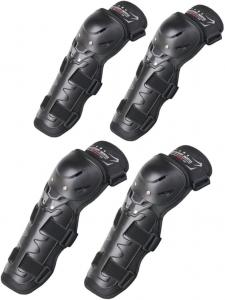 Комплект противоударных наколенников и налокотников GLEAVI для мотоциклистов, дышащая защитная экипировка для езды на велосипеде, защита ног для сезонного использования на электровелосипедах и внедорожных мотоциклах., Black