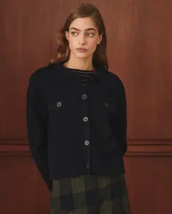 Женский однотонный шерстяной кардиган Lloyd's, темно-синий