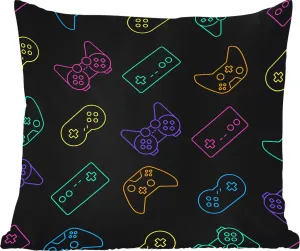 Подушка для улицы - Игры - Узоры - Контроллеры - 45 x 45 см - Устойчива к погодным условиям - Подушка для отдыха - Подушка для фотографий - Декоративная подушка MuchoWow