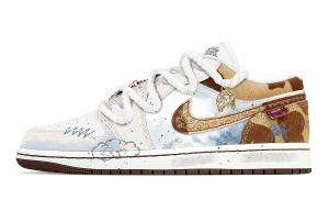 Jordan Air 1 Cloud Pattern Old Dream Абразивоустойчивые низкие кроссовки в винтажном стиле для мужчин, цвет бежево-коричневый