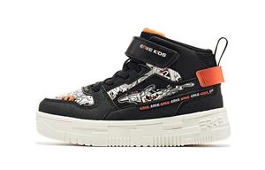 ERKE KIDS Детские кроссовки для скейтбординга Battery Panda с высоким берцем и противоскользящим верхом, насыщенно-черные, оранжево-красные