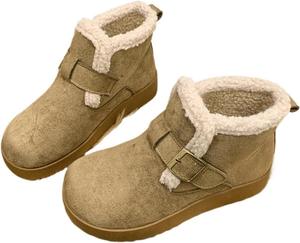 Женские высокие зимние ботинки с платформой, с подкладкой из искусственного меха, без застежки, для зимнего комфорта, противоскользящие резиновые уличные туфли Azttoztto, Khaki