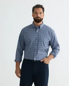 Мужская рубашка больших размеров, не мнется Rushmore, темно-синий