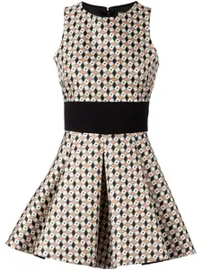 Расклешённое платье с графическим принтом Fausto Puglisi, черный