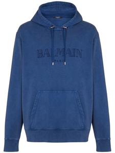 Худи с вышитым логотипом Balmain, синий