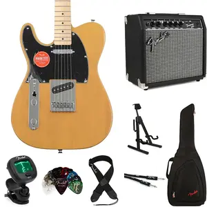 Электрогитара Squier Affinity Series Telecaster для левши и набор Essentials с усилителем Fender Frontman 20G - Butterscot