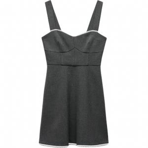 Серое платье-комбинация Women's Gray ZARA, серый