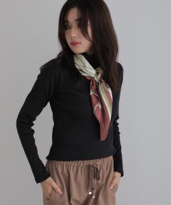 Пуловер с высоким воротником в рубчик, элегантный крой и пошив, блузка с длинным рукавом и рукавами три четверти Pourvous, цвет Black