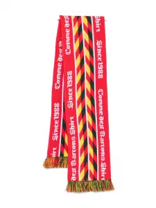 Шарф с бахромой и узором "елочка" Comme Des Garçons Shirt, красный