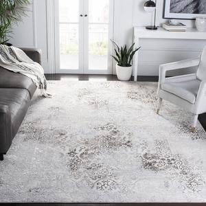 Ковер SAFAVIEH, 244 x 305 см, - коллекция Orchard - большой - Grey & Light Grey, винтажный дизайн с эффектом потертости, не линяет и легко чистится, идеально для гостиной, спальни, офиса, столовой (ORC684H)