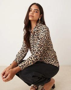 Классическая рубашка Mango с леопардовым принтом