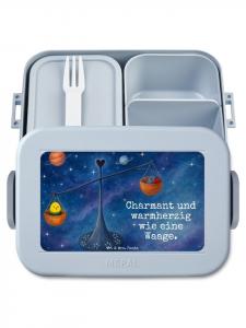 Mr. & Mrs. Panda Ланчбокс с изображением знака зодиака Весы и надписью пастельно-голубого цвета