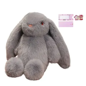 Очаровательная плюшевая кукла кролик с висячими ушками, высота 30см/38см/48см AOLETU, Gray+Puppy Pull Greeting Card