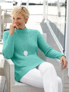 Свитер с воротником стойкой Classic Basics "Пуловер", бирюзовый