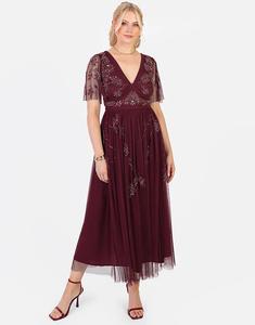 Платье мидакси Maya с короткими рукавами и открытой спиной, клюквенного цвета