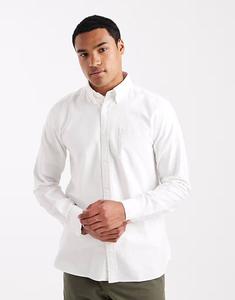 Однотонная рубашка Оксфорд с принтом орла белого цвета Lyle & Scott