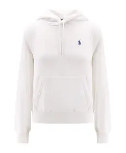 Белый пуловер с капюшоном и вышитым логотипом. Polo Ralph Lauren, белый