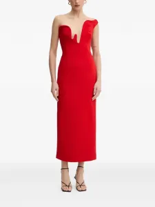 Платье миди Rosalyn без бретелек с V-образным вырезом Bardot, красный