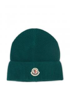 Шапка-бини с нашивкой-логотипом Moncler, зеленый