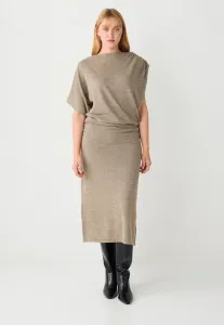 Платье-Сарафан миди с вырезом-лодочкой и сборками на плечах Jimmy Key, Beige