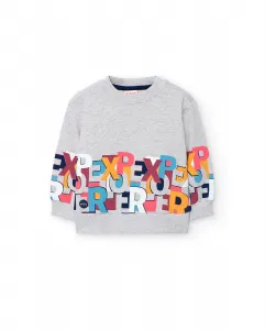 Детский флисовый свитшот с круглым вырезом Boboli, серый