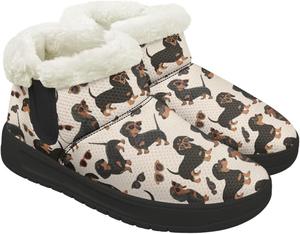 Женские зимние ботинки на шнуровке без шнурков, теплые кроссовки с плюшевой подкладкой, дизайн зимних ботинок, толстые каблуки, противоскользящие Chririnla, Dachshund Puppy