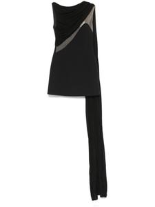 Мини-платье с драпировкой и вставками из тюля David Koma, черный