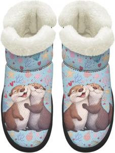 Женские удобные зимние ботинки для ходьбы с противоскользящей подошвой, средние по голенище, с внутренней подкладкой из искусственного меха Chririnla, Kawaii Otter