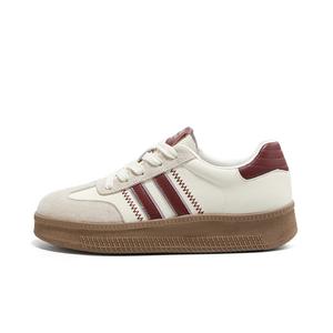 Женские туфли для скейтбординга с низким верхом, увеличивающие рост, устойчивые к истиранию и скольжению KEKAFU, Beige Red