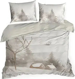 EUROFIRANY | Рождественское постельное белье - 220 x 200 см - белый, серый, бежевый - хлопок - комплект постельного белья - рождественский мотив Eurofirany
