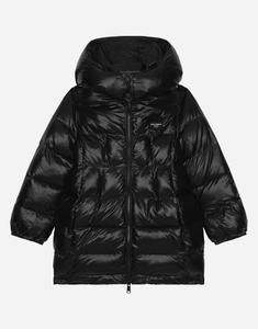 Длинный пуховик с логотипом Dolce&Gabbana, черный