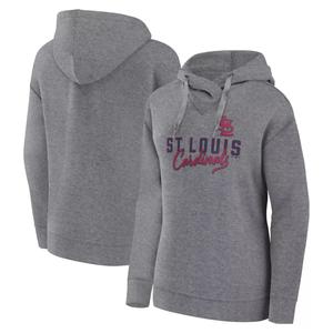 Женский пуловер с капюшоном Fanatics с логотипом Heather Grey St. Louis Cardinals Script Favorite Fanatics