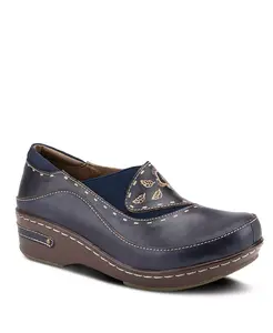 L Artiste Women s BURBANK кожаные сабо ручной росписи с цветочным тиснением и эластичными вставками L'Artiste, синий