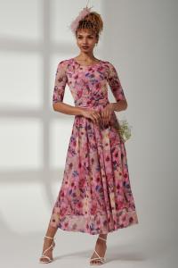 Сетчатое платье макси с рукавами 3/4 и принтом Bella Jolie Moi, розовый