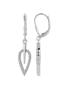 Adeliás Женские серьги в форме листьев из серебра 925 пробы с цирконами в серебряной оправе