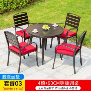 Комплект садовой мебели Green Water: 4 стула, стол круглый 90 см, подушка для сиденья